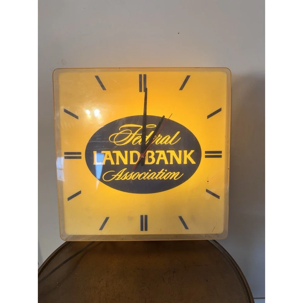Federal Landbank Association Clock Light Up Vintage Advertisement VTG *FLAWS*